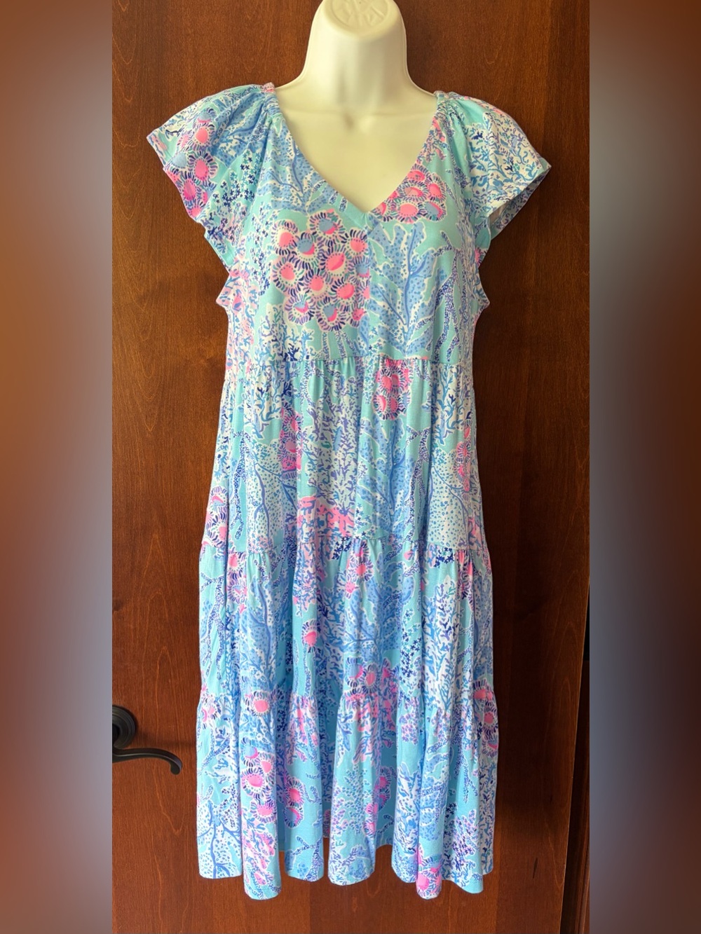New Lilly Pulitzer Women’s Dress in Blue and Pink Floral XS
